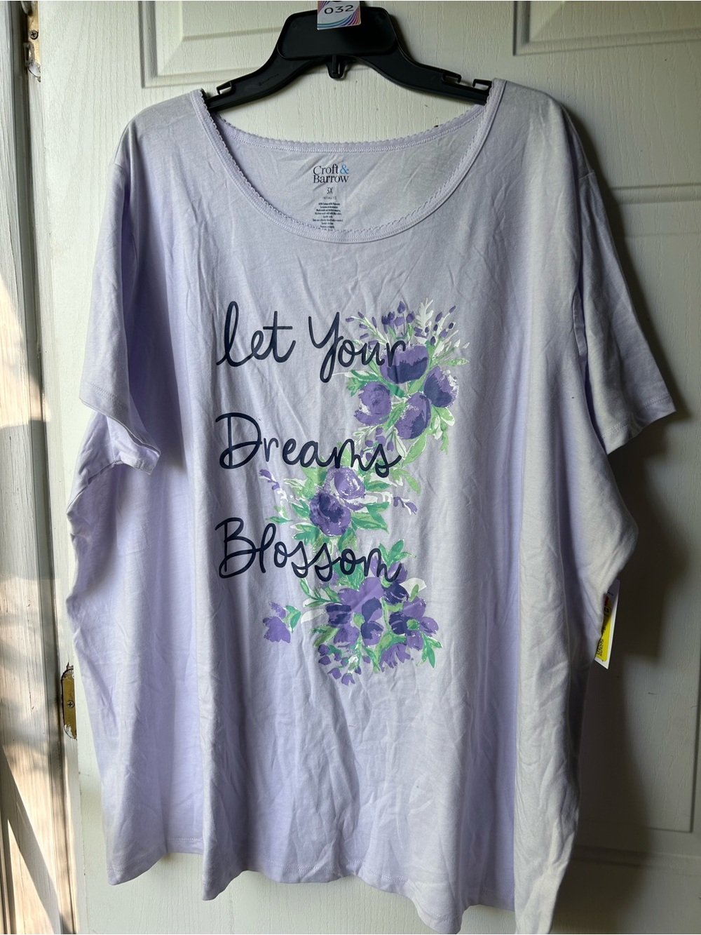 croft & barrow Lavender Short Sleeve Tee with Purple Floral Script